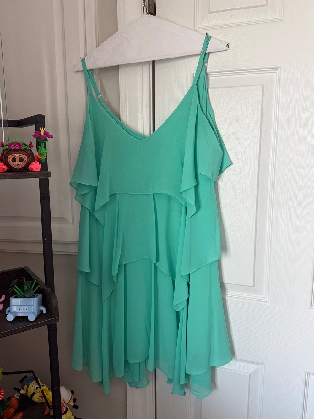 Marciano Women’s Layered Chiffon Slip Dress in Aqua sz Large